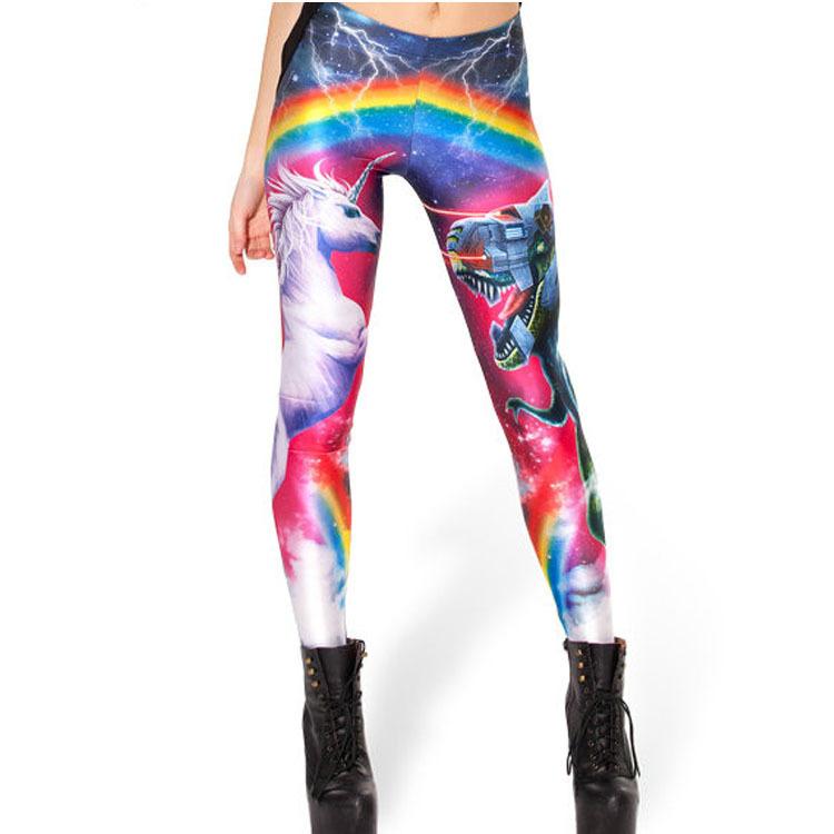 Colorful Rain Bow Hell Yeah Leggings printing color Pink Chinese national style leggings Free shipping